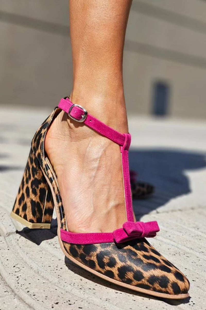 Leontina Leopard T-Strap Sandals | Women's Heeled Summer Sandals