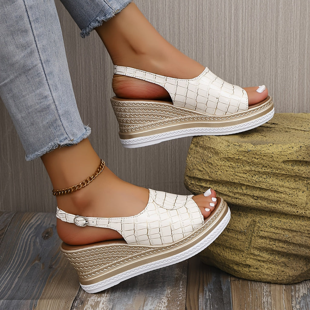 Marbella Croc-Effect Wedge Sandals | Women's Platform Sandals