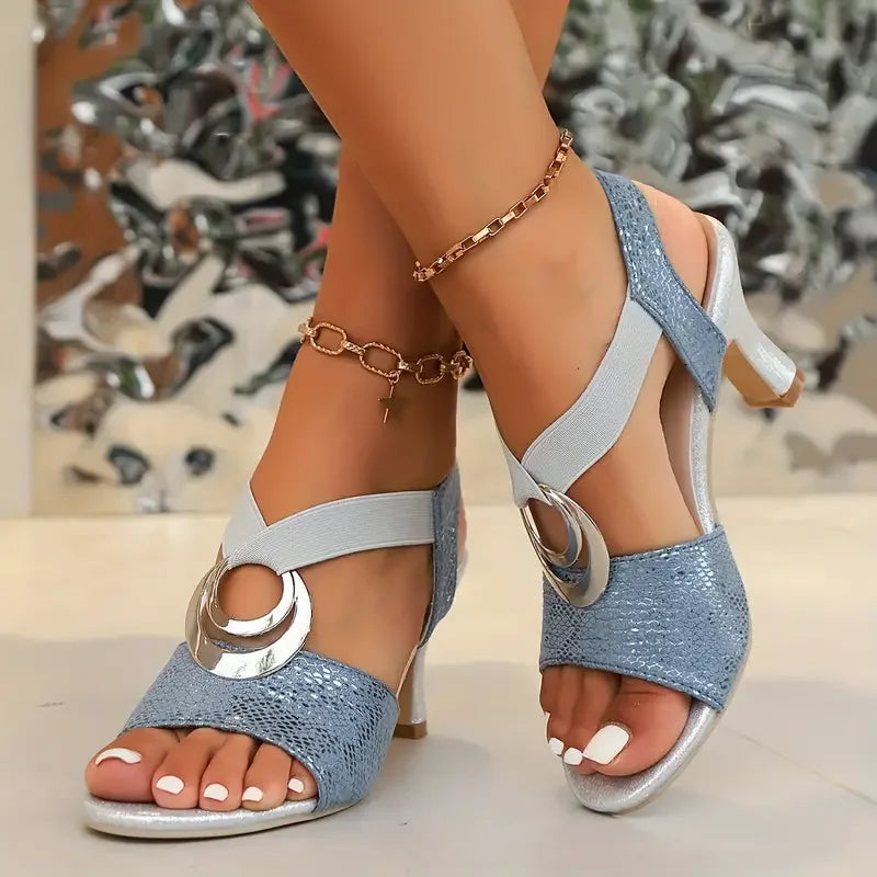 Myra Medallion Heeled Sandals | Women's Ankle-Strap Summer Sandals