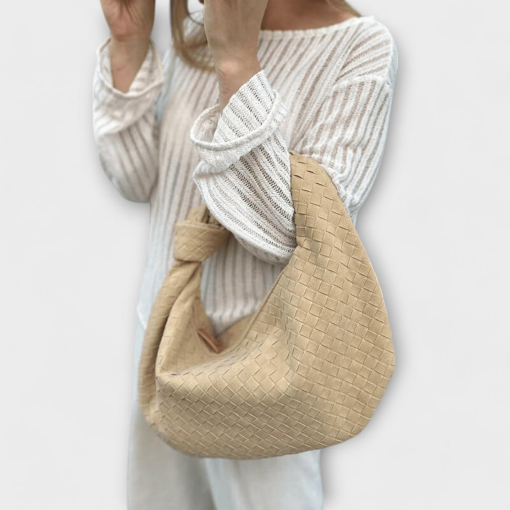 Millie knotted-handle woven hobo shoulder bag