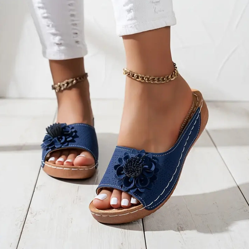Flora Floral Wedge Sandals | Women's Slip-On Comfort Sandals
