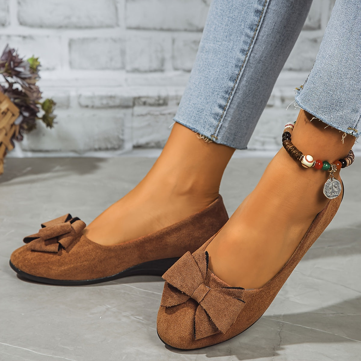 Maisie Wedge Ballet Flats | Women's Bow Slip-On Flats
