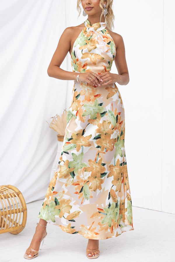 Sofia floral halter-neck open-back maxi dress