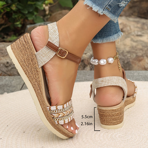Amara Woven Wedge Sandals | Women's Espadrille Ankle-Strap Sandals