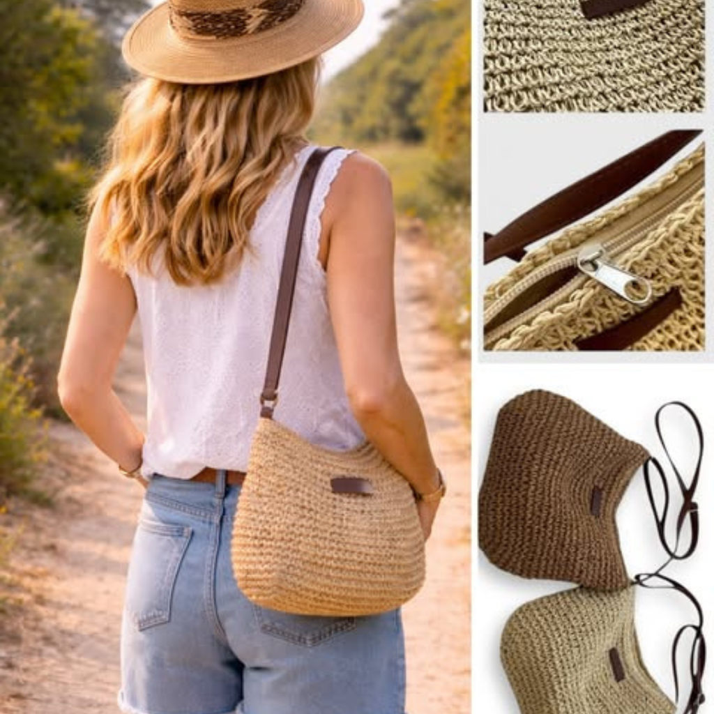 Mercy crochet zip-top hobo shoulder bag