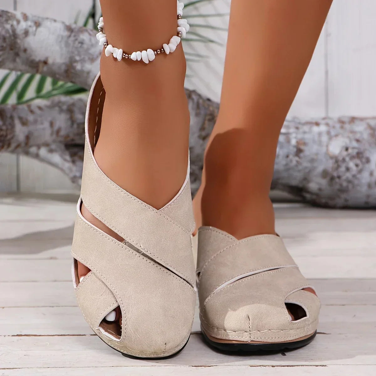 Ella Round-Toe Wedge Sandals | Women's Platform Slip-On Sandals