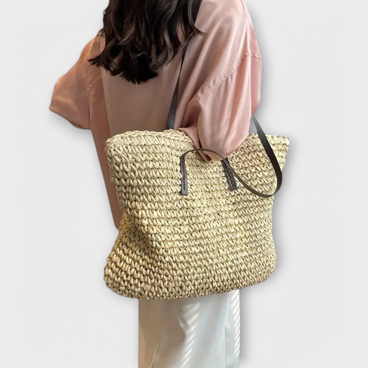 Orianne slouchy crochet weave shoulder tote bag
