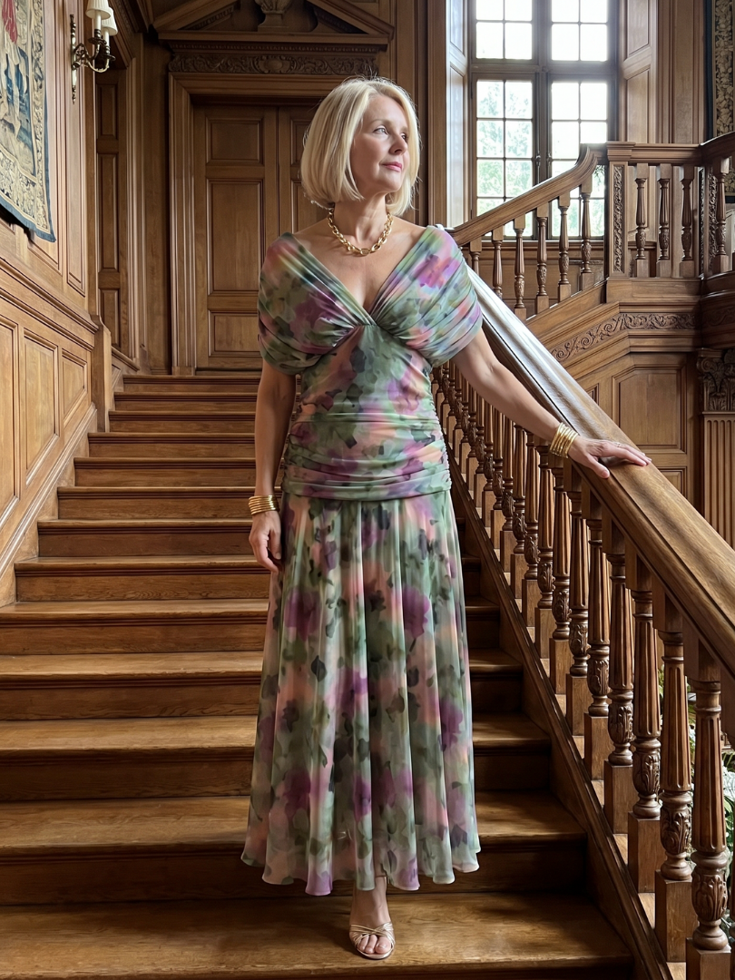 Portia draped off-shoulder ruched maxi dress