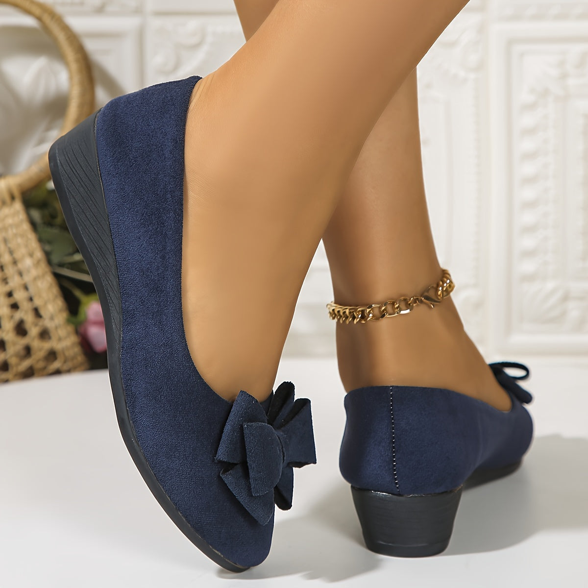 Maisie Wedge Ballet Flats | Women's Bow Slip-On Flats