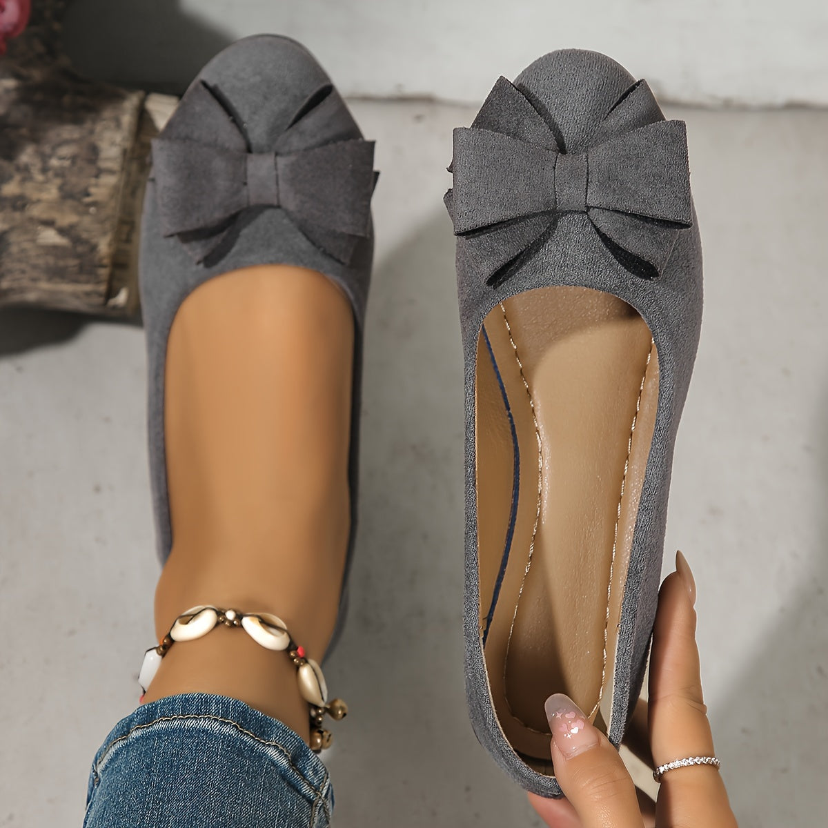 Maisie Wedge Ballet Flats | Women's Bow Slip-On Flats