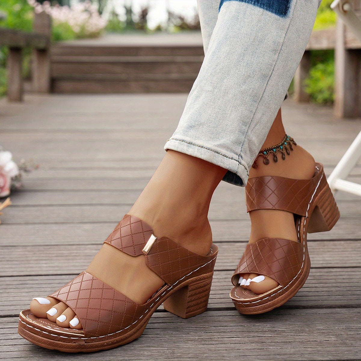 Venezia Block Heel Sandals | Women's Wide-Strap Heeled Sandals