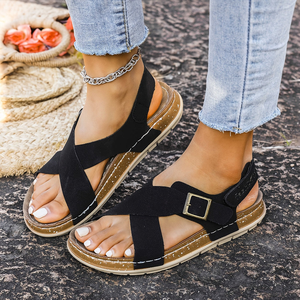 Viola Cross-Strap Wedge Sandals | Women's Cushioned Comfort Sandals