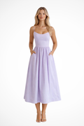 Ines scoop-neck fitted-bodice a-line midi sundress