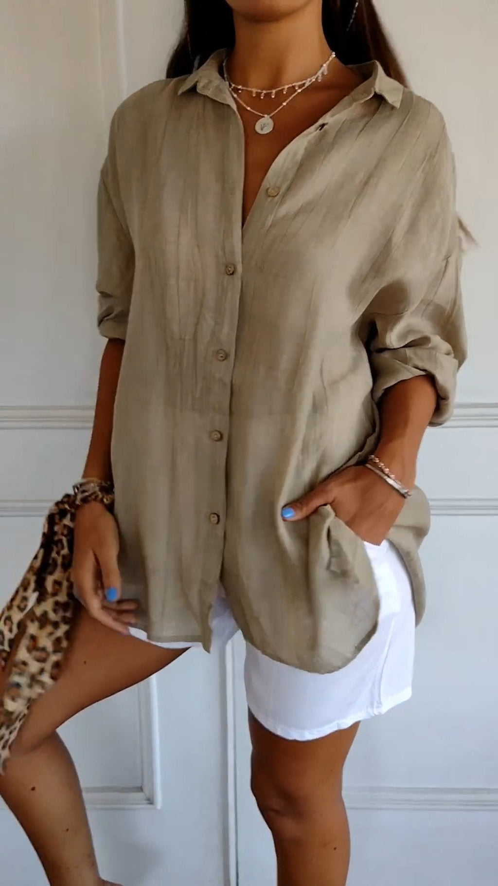 Bettina oversized textured button-up shirt