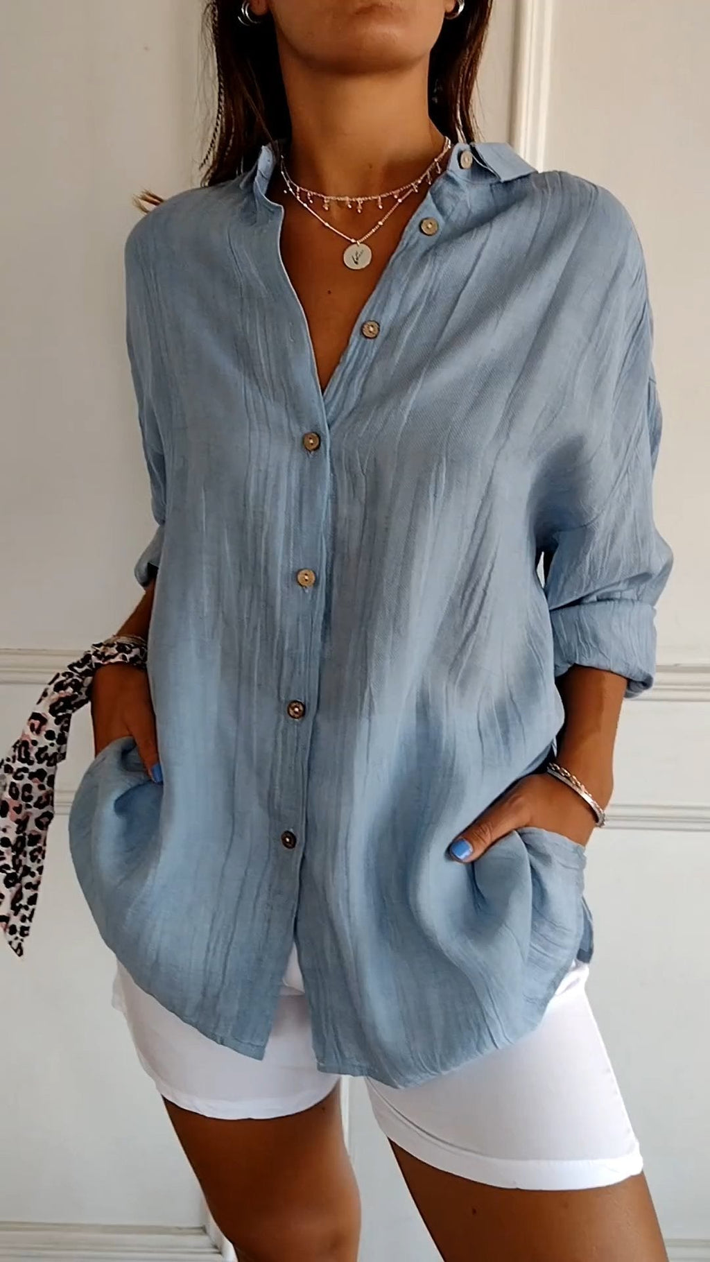 Bettina oversized textured button-up shirt
