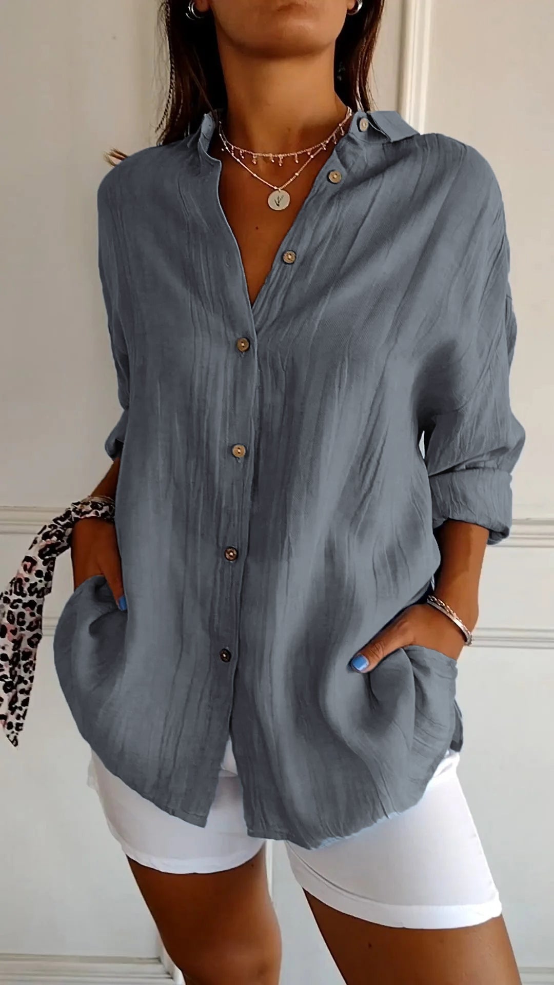 Bettina oversized textured button-up shirt