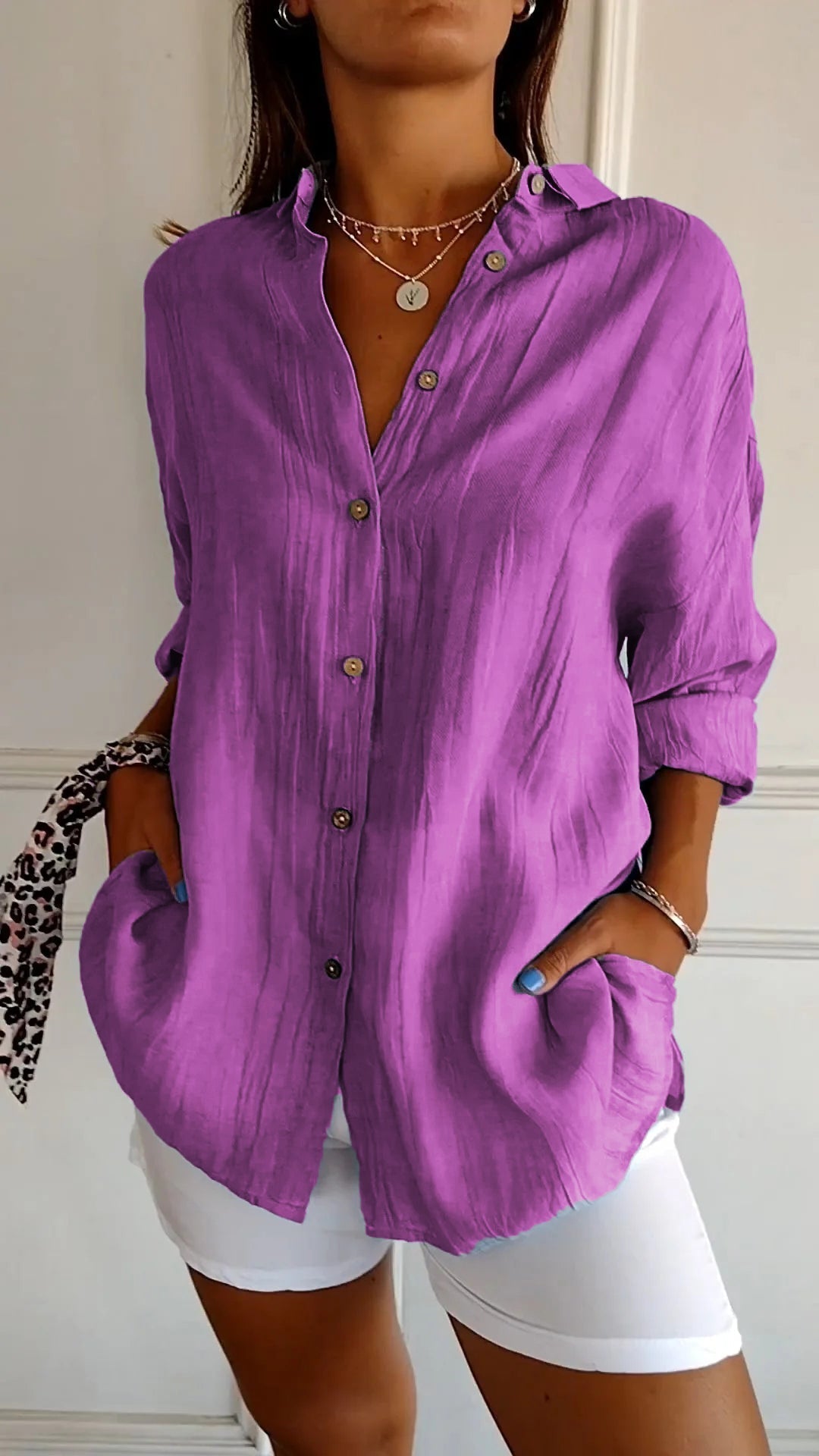 Bettina oversized textured button-up shirt