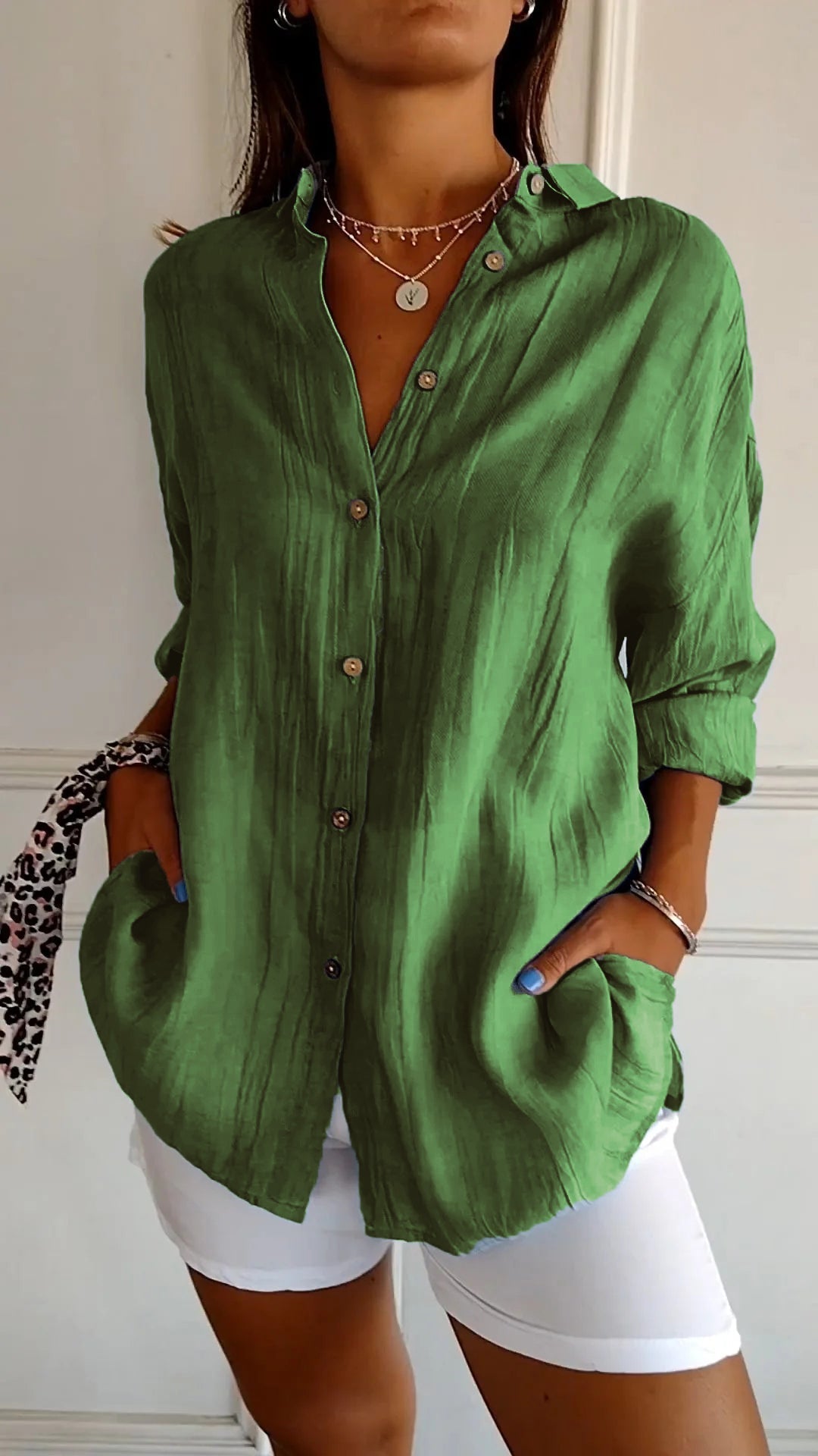 Bettina oversized textured button-up shirt