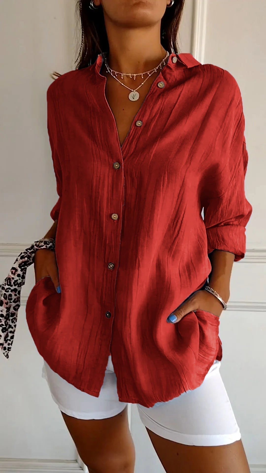 Bettina oversized textured button-up shirt