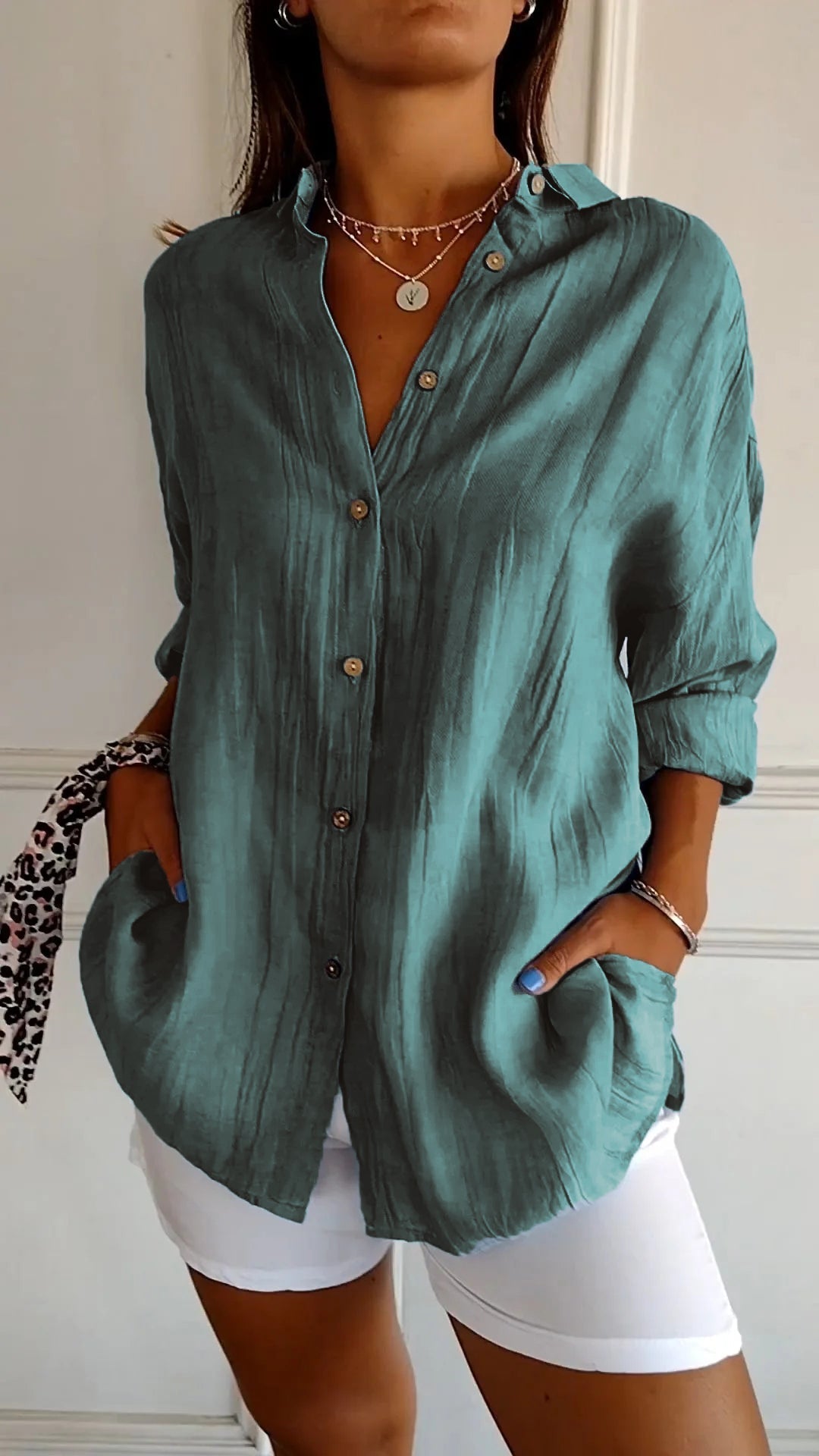 Bettina oversized textured button-up shirt