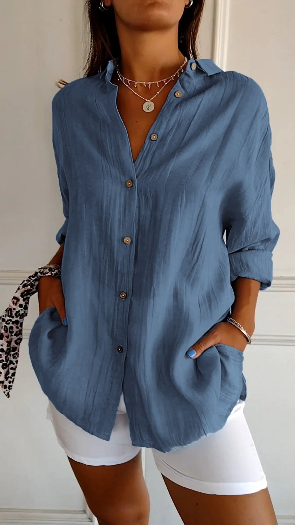 Bettina oversized textured button-up shirt
