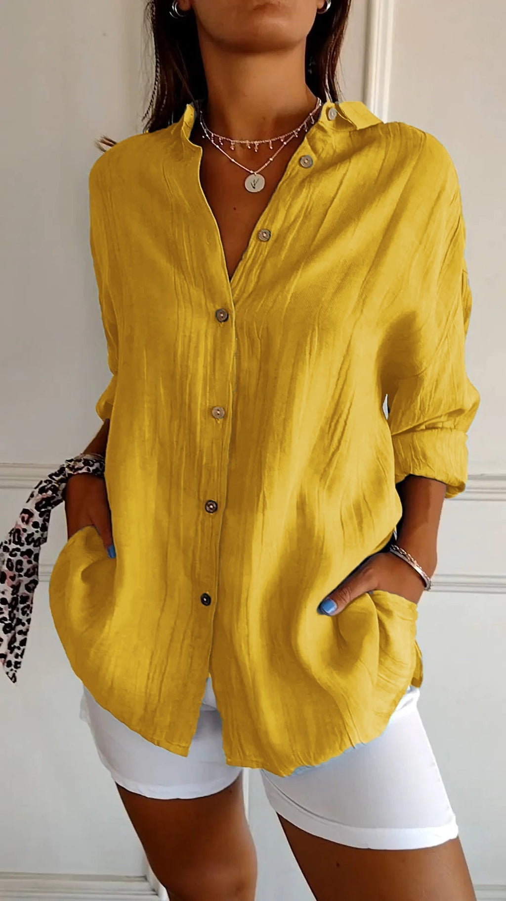 Bettina oversized textured button-up shirt