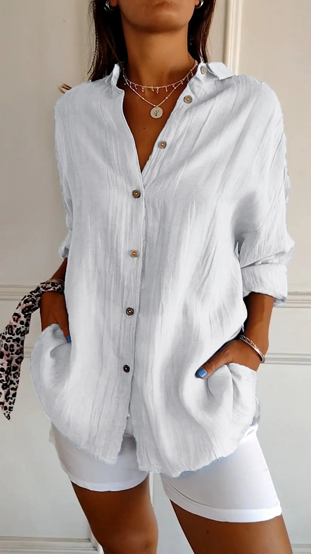 Bettina oversized textured button-up shirt