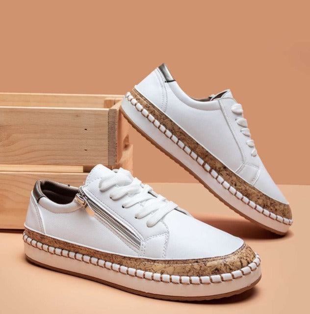 Blossom Floral Espadrille Sneakers | Women's Embroidered Zip Trainers