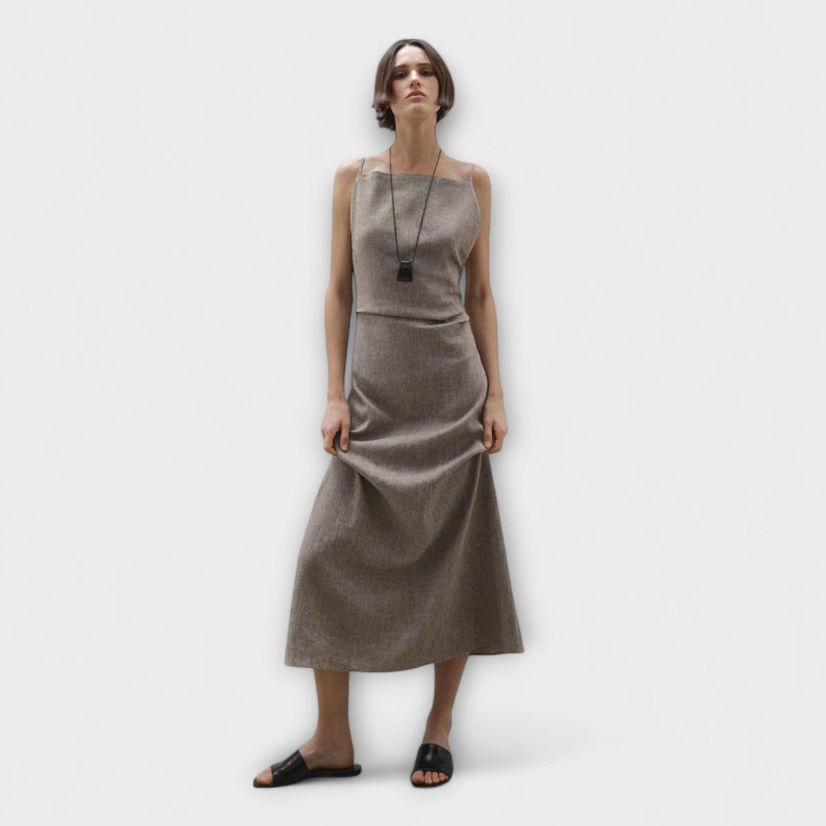 Camille square neck strappy midi dress