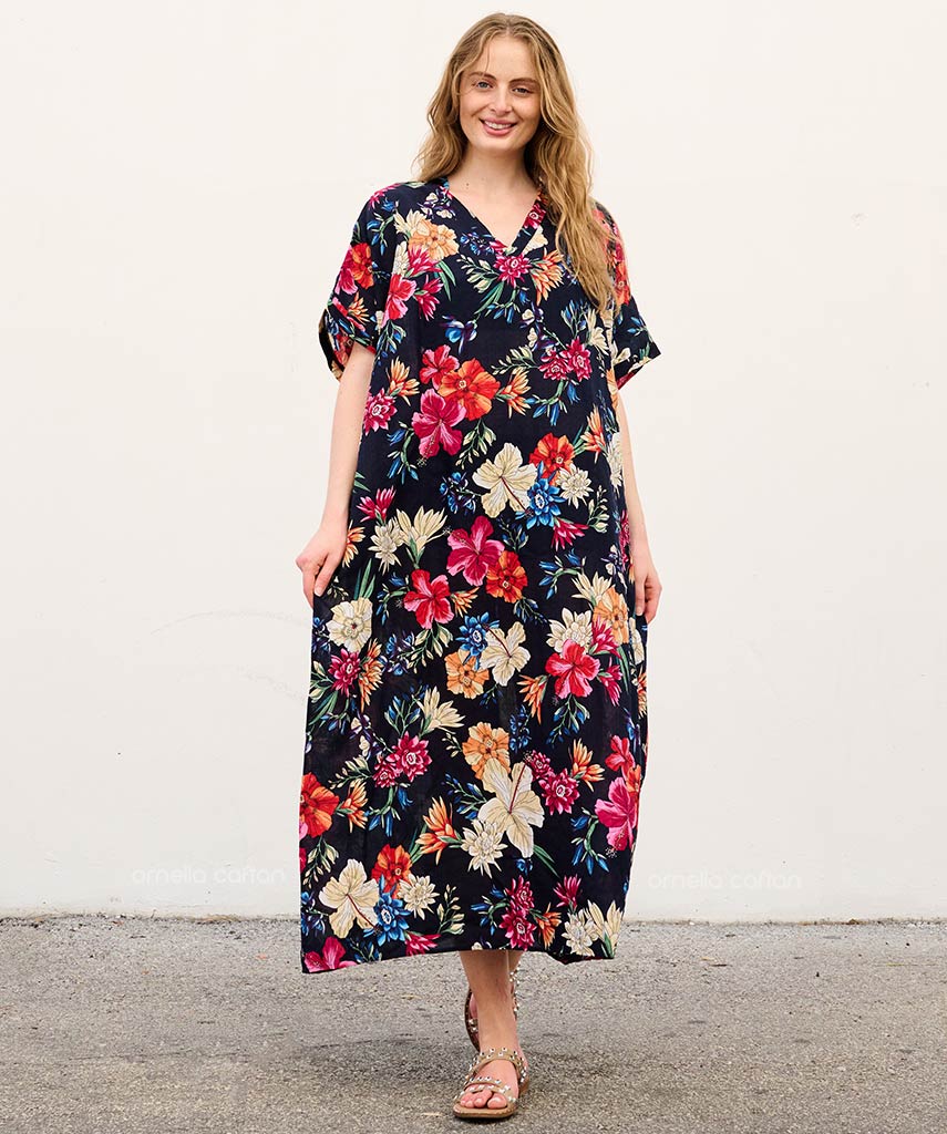 Amelia Floral Kaftan | Women's Relaxed Maxi Kaftan Dress