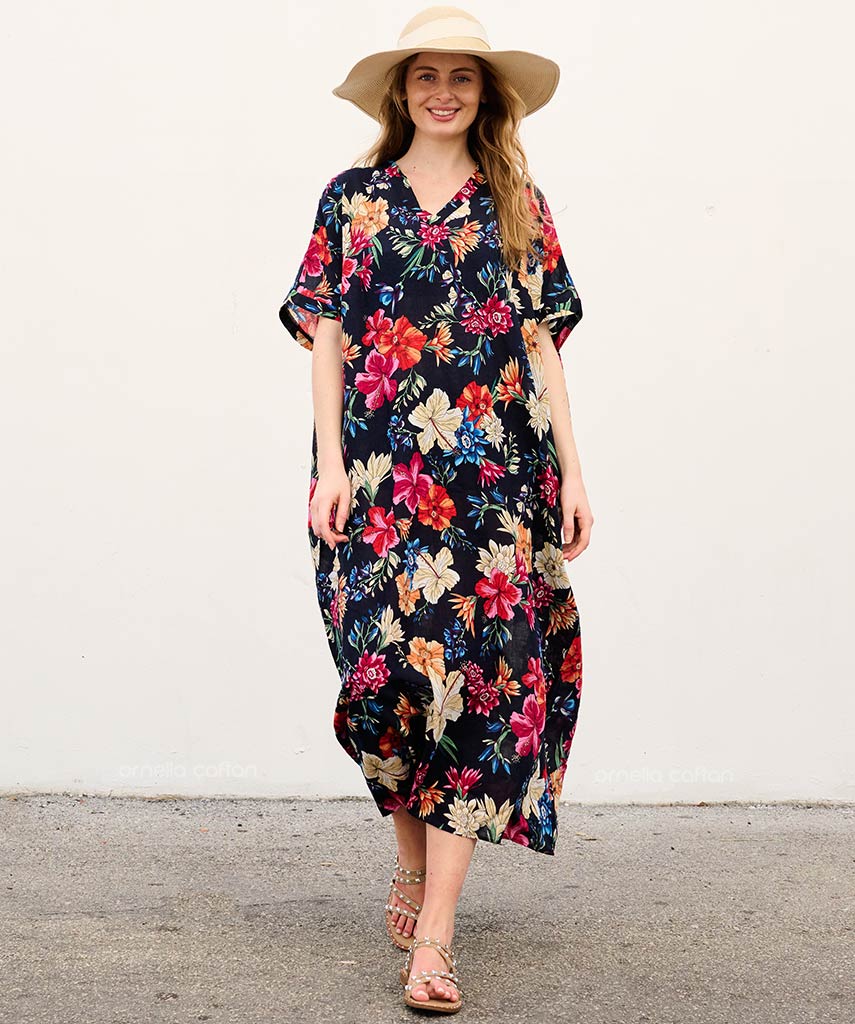Amelia Floral Kaftan | Women's Relaxed Maxi Kaftan Dress