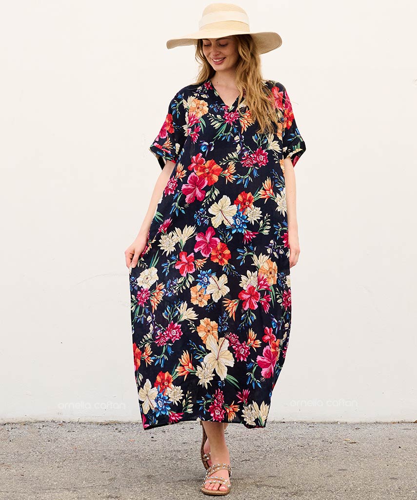 Amelia Floral Kaftan | Women's Relaxed Maxi Kaftan Dress