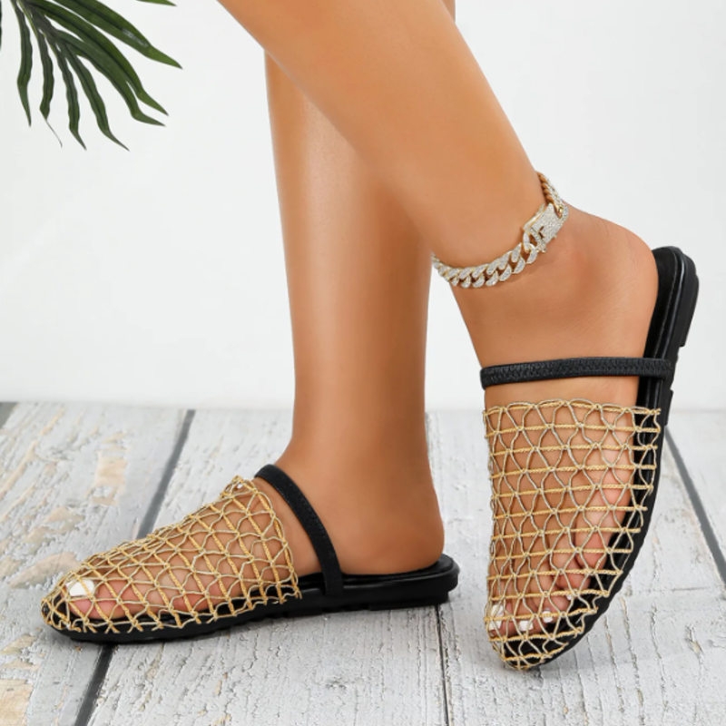 Summer Mesh Mule Sandals | Women's Woven Slip-On Sandals