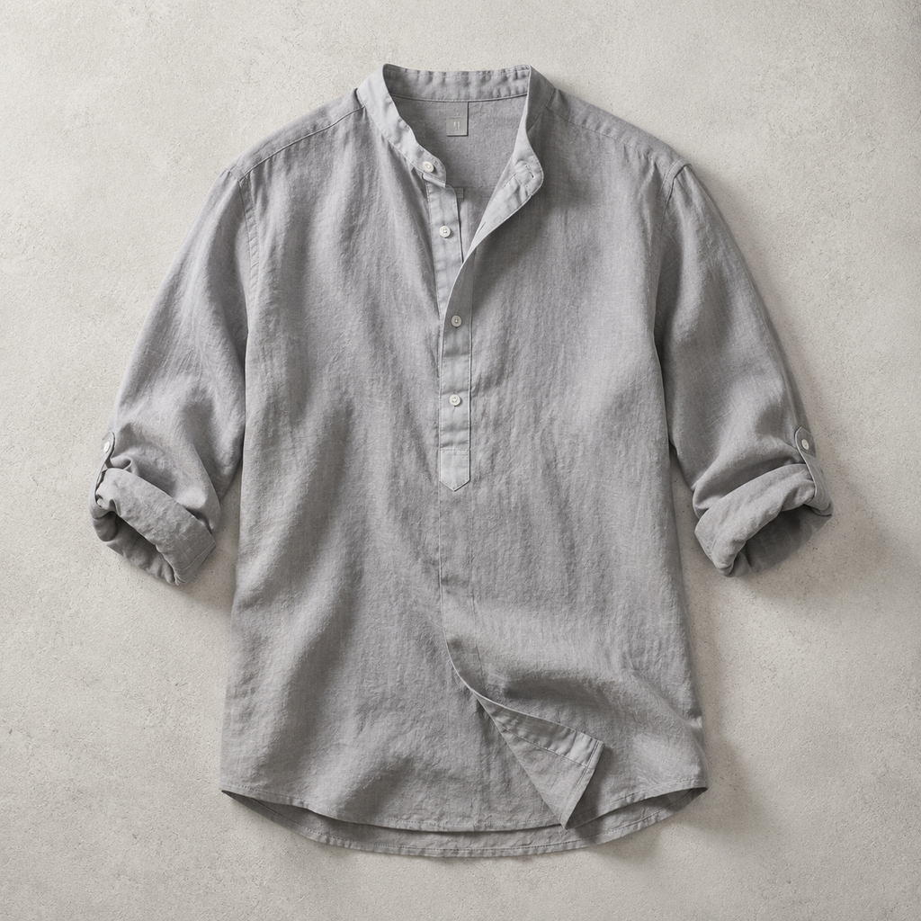 Henrietta band collar popover shirt