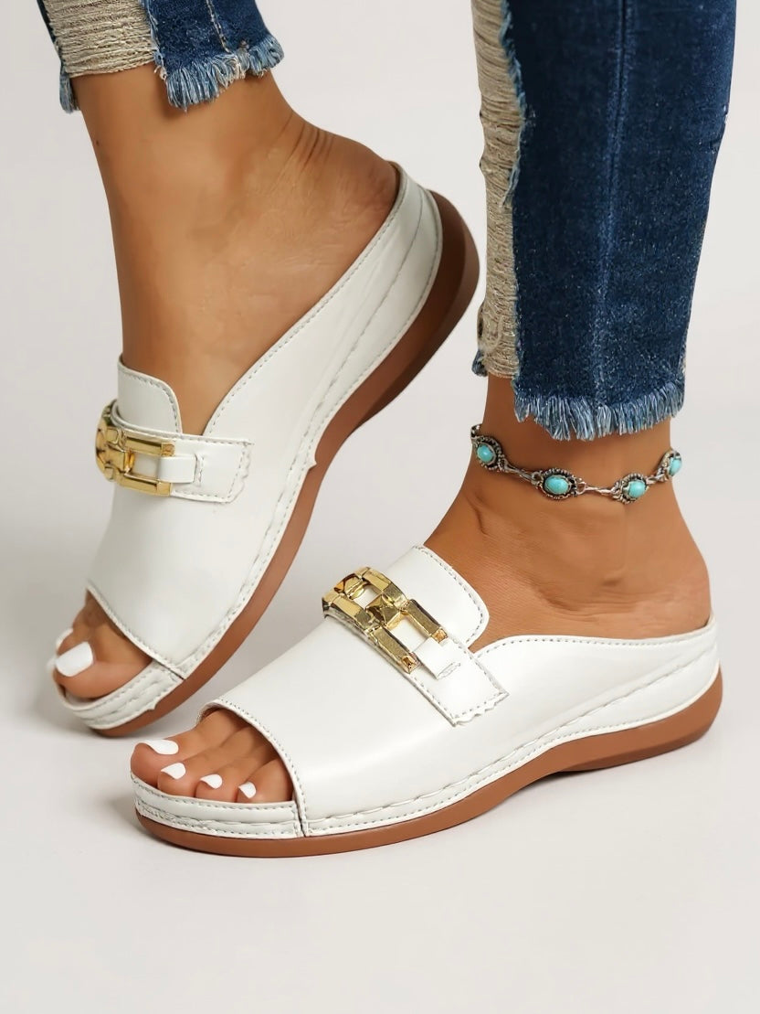 Romy Chain Slide Sandals | Women's Flat Slip-On Sandals