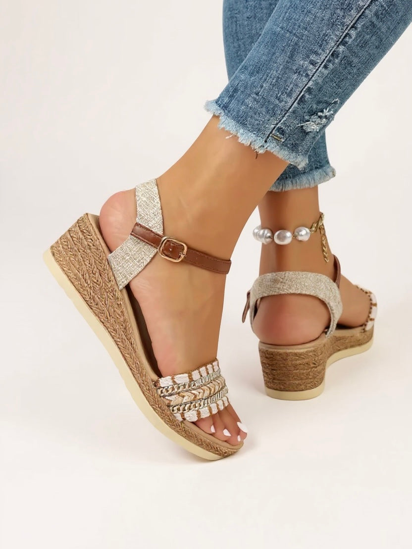 Elora Braided Wedge Sandals | Women's Espadrille Ankle-Strap Sandals