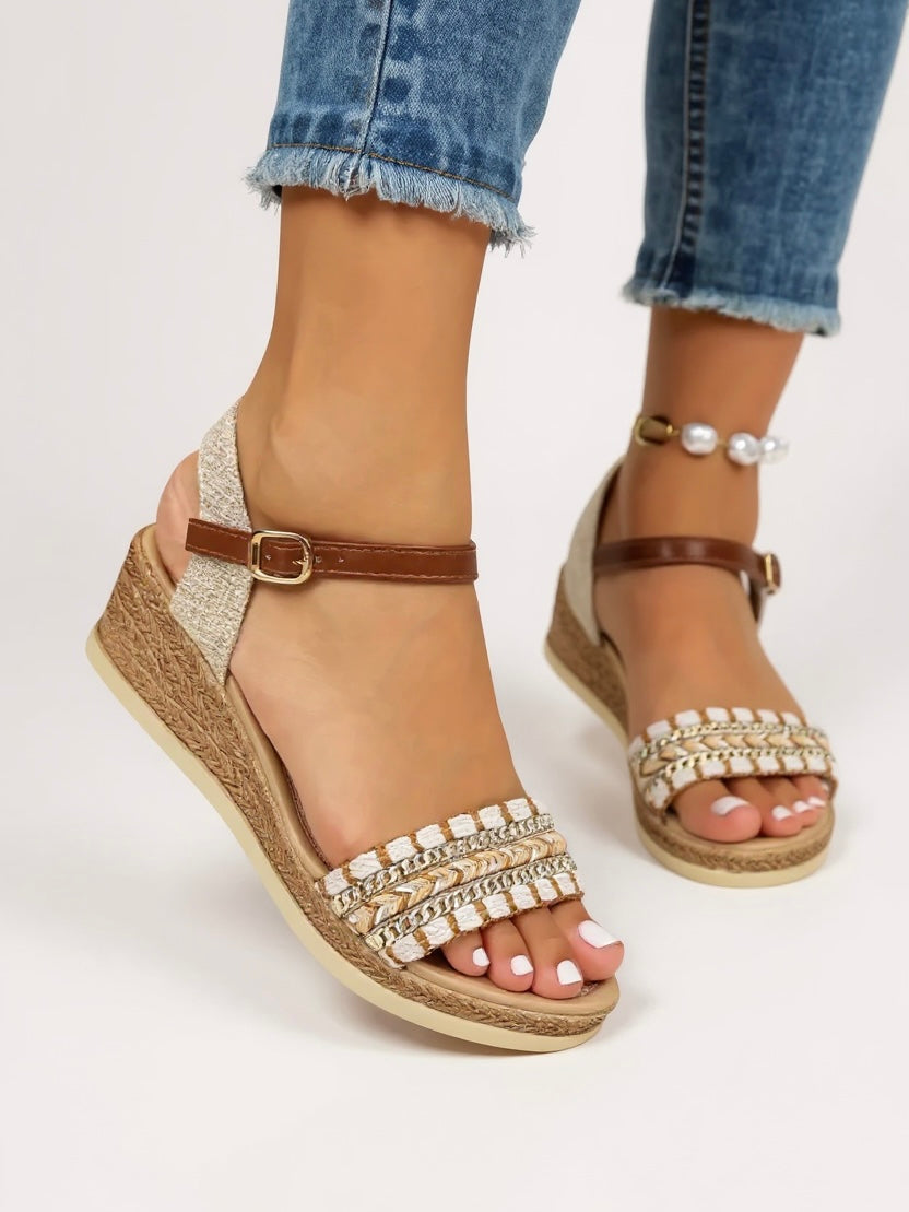 Elora Braided Wedge Sandals | Women's Espadrille Ankle-Strap Sandals