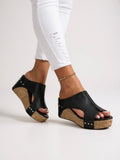 Sasha Cut-Out Wedge Slides | Women's Cork Platform Sandals