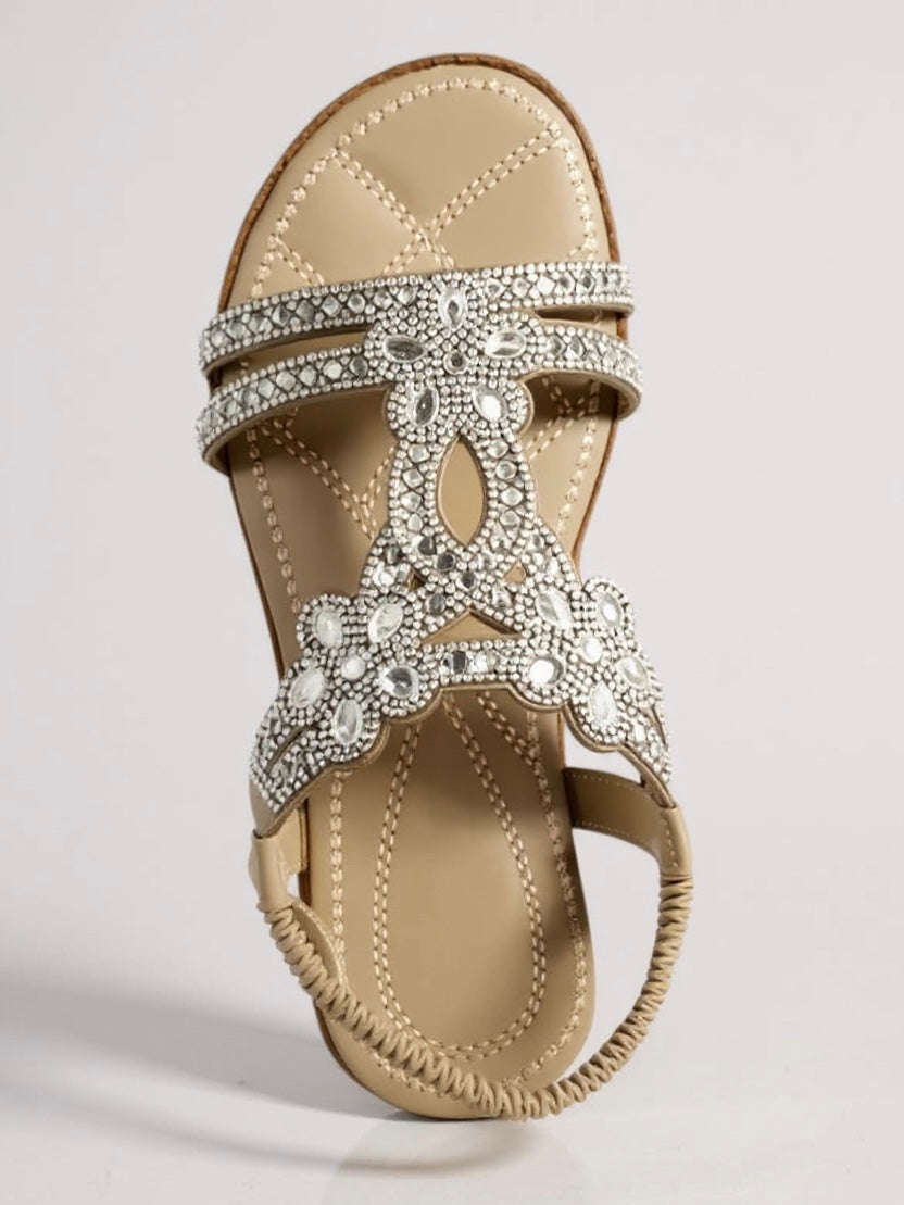 Elina Floral-Trim Flat Sandals | Women's Embellished Slingback Sandals
