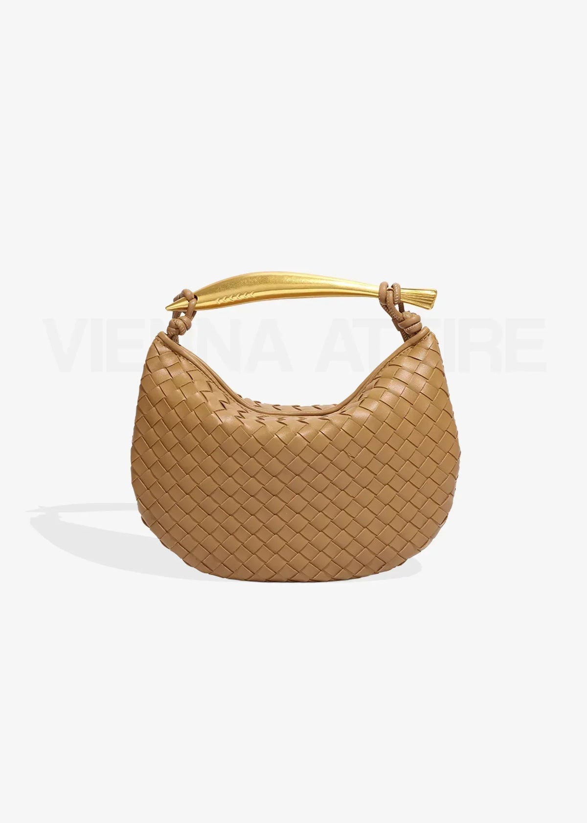 Minerva gold-tone bar woven crescent top-handle bag