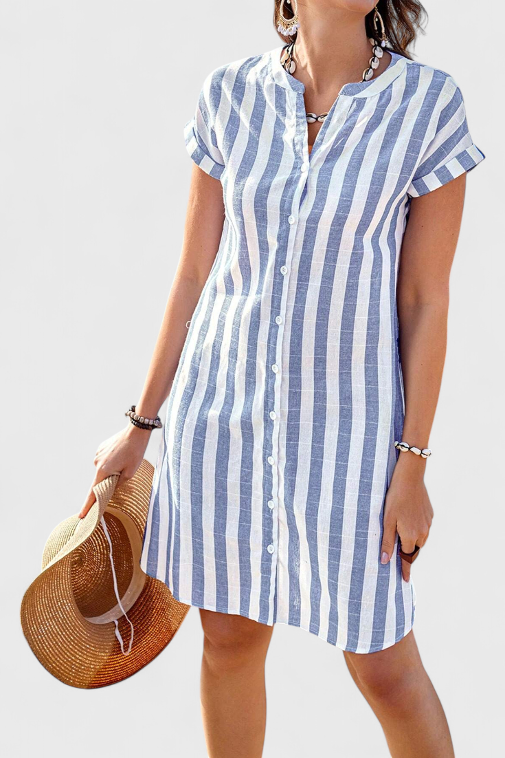 Louisa striped button-front shirt dress