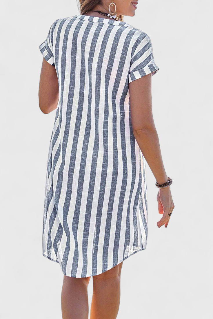 Louisa striped button-front shirt dress