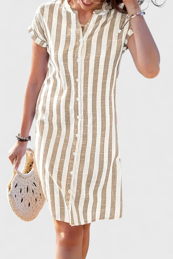 Louisa striped button-front shirt dress