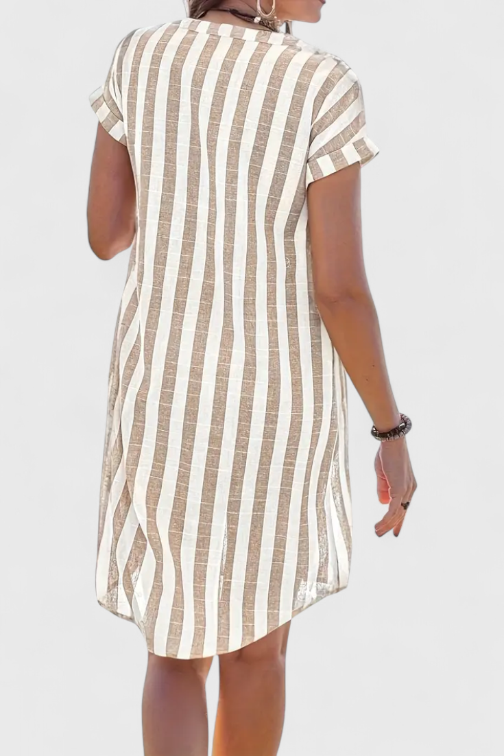 Louisa striped button-front shirt dress