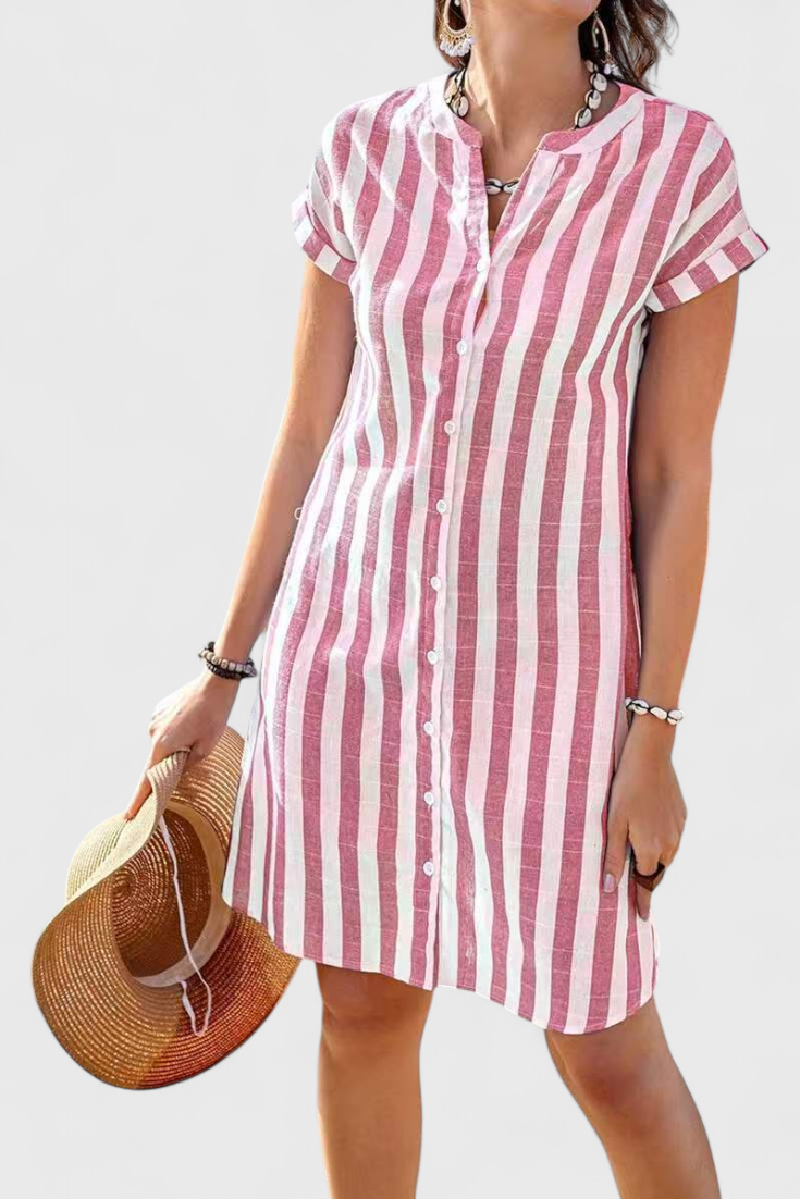 Louisa striped button-front shirt dress
