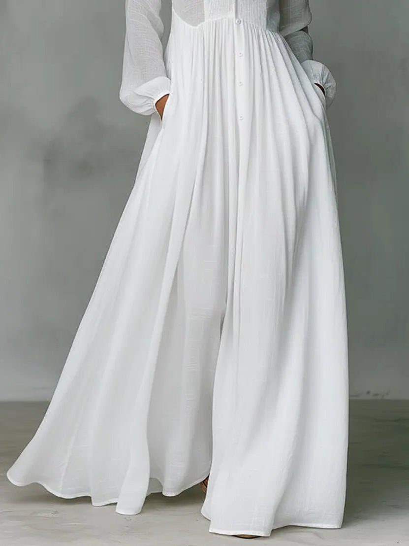 Maribel stand collar maxi shirt dress
