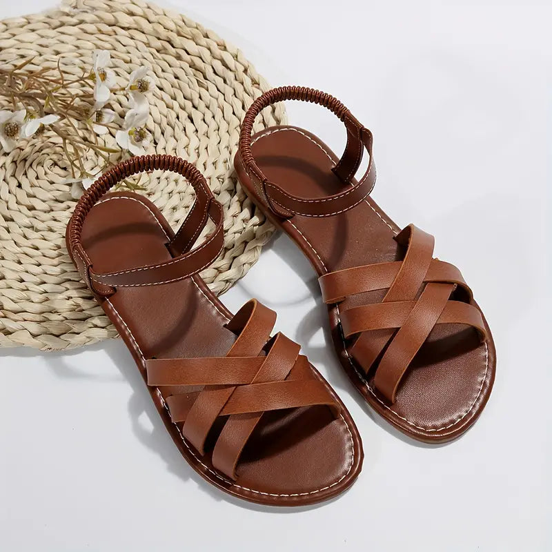 Sicily Woven Flat Sandals | Women's Cross-Strap Summer Sandals