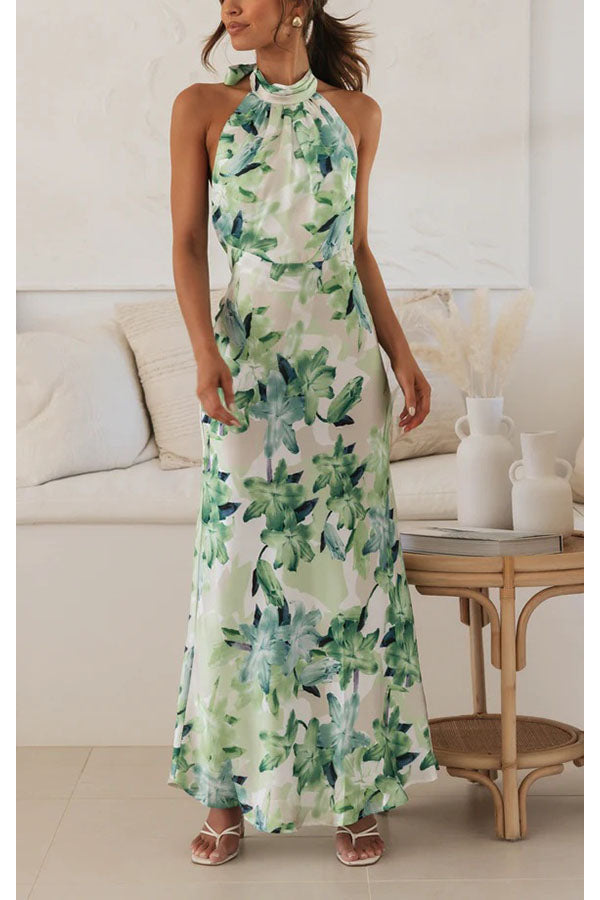 Sofia floral halter-neck open-back maxi dress