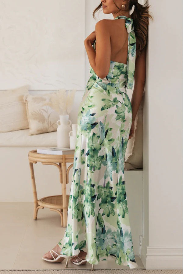 Sofia floral halter-neck open-back maxi dress