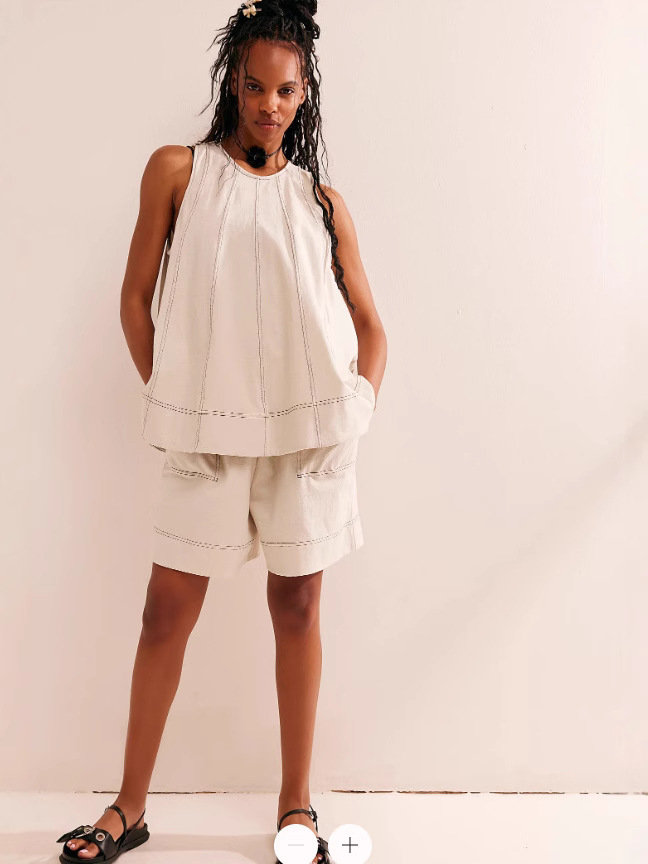 Yara sleeveless swing top and pocket shorts two-piece set